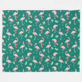Couverture Polaire Flamant rose rose Vert Noël Motif de vacances (Devant (Horizontal))