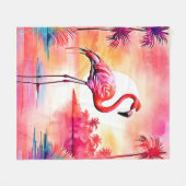 Couverture Polaire Flamant rose tropical (Devant (Horizontal))