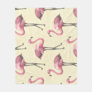 Couverture Polaire Flamant rose tropical : Aquarelle Fond d'écran Del
