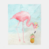 Couverture Polaire Flamant rose tropical Blanche polaire (Devant)