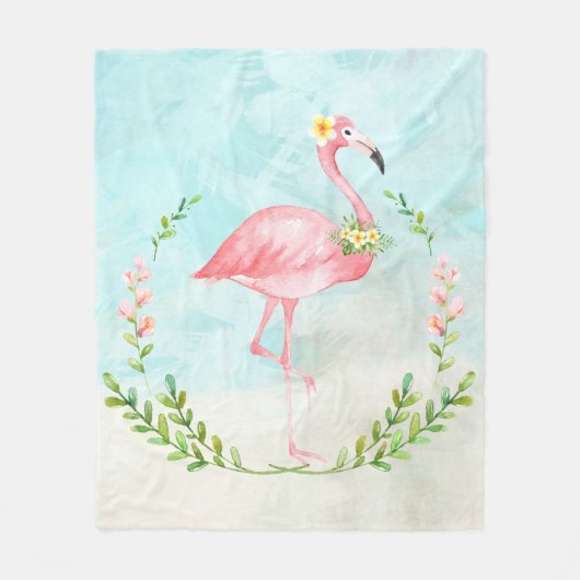 Couverture Polaire Flamant rose tropical Blanche polaire (Devant)