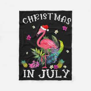 Couverture Polaire Flamant Rose Tropical Noël en Juillet Été 1