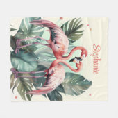 Couverture Polaire Flamant rose tropical rose (Devant (Horizontal))
