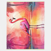 Couverture Polaire Flamant rose tropicale dynamique (Devant)