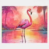 Couverture Polaire Flamant rose tropicale dynamique (Devant (Horizontal))