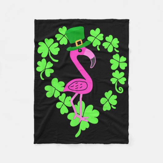 Couverture Polaire Flamant Trèfle Saint Patrick Animal (Devant)