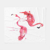 Couverture Polaire Flamants aquarelles (Devant (Horizontal))