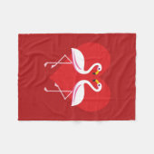 Couverture Polaire Flamants roses blancs mignons rose avec coeur roug (Devant (Horizontal))