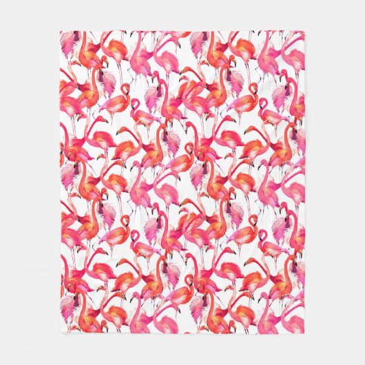 Couverture Polaire Flamants roses d'aquarelle dans les aquarelles (Devant)
