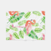 Couverture Polaire Flamants roses et feuilles tropicaux (Devant (Horizontal))