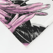 Couverture Polaire Flamants roses et fleurs d'hibiscus (Coin)