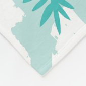 Couverture Polaire flamants roses, feuilles de palmiers verts, tropic (Coin)