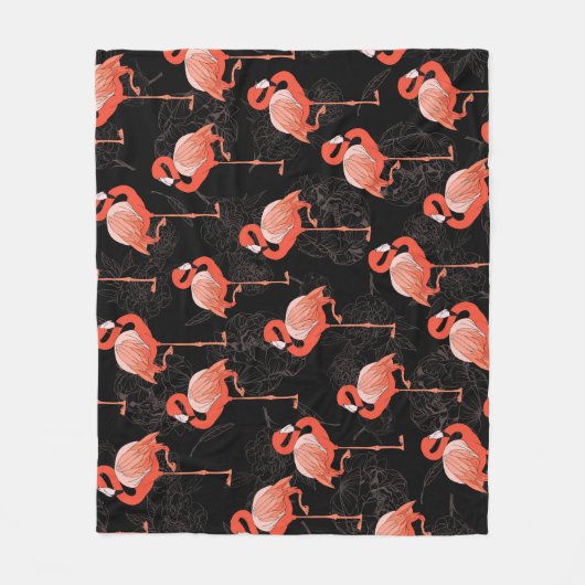 Couverture Polaire Flamants roses Oiseaux : Textile Vintage (Devant)