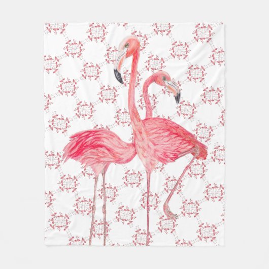 Couverture Polaire Flamants roses roses (Devant)