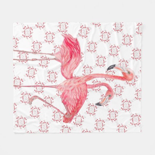 Couverture Polaire Flamants roses roses (Devant (Horizontal))