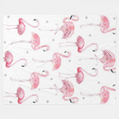 Couverture Polaire Flamants roses roses Gris Pois Motif (Devant (Horizontal))