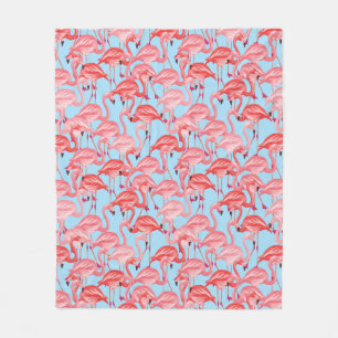 Couverture Polaire Flamants roses roses lumineux sur le bleu