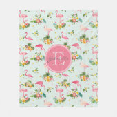 Couverture Polaire Flamants roses roses monogrammes Plantes Motifs tr (Devant)