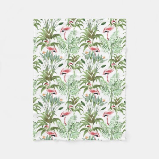 Couverture Polaire Flamants roses roses tropicaux (Devant)