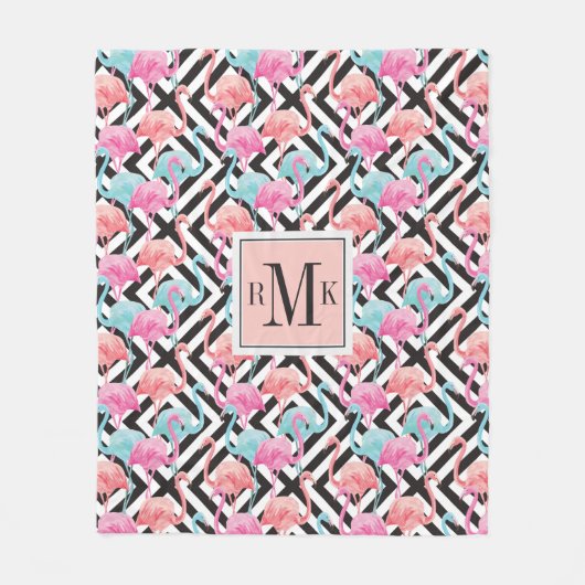 Couverture Polaire Flamants roses sur le motif audacieux de (Devant)