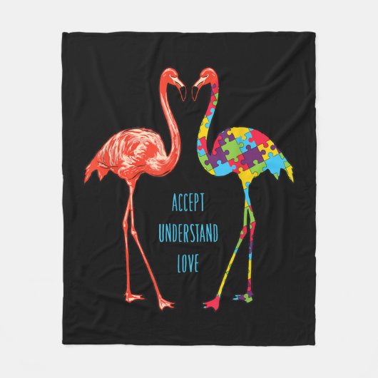 Couverture Polaire Flamingo | Accept Understand Love Autism Flamingo (Devant)