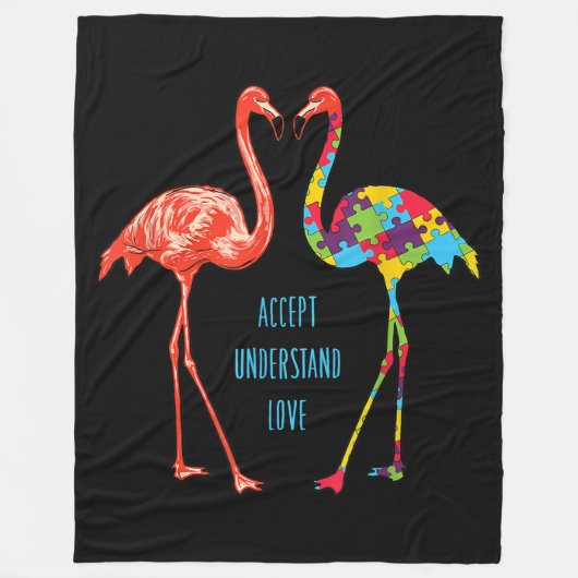 Couverture Polaire Flamingo | Accept Understand Love Autism Flamingo (Devant)