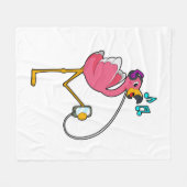 Couverture Polaire Flamingo at Music with Headphone (Devant (Horizontal))