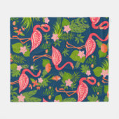 Couverture Polaire Flamingo rose sur un dos rayé turquoise (Devant (Horizontal))