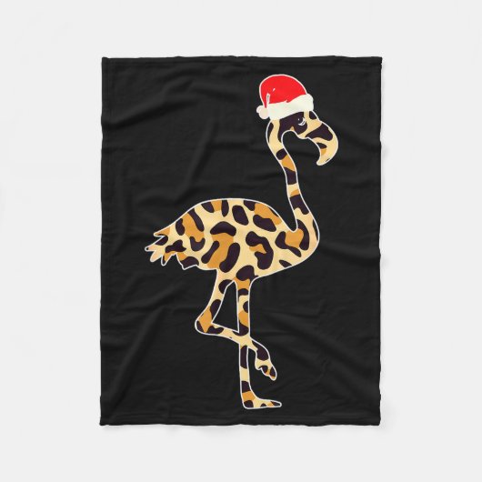 Couverture Polaire Flamingo Santa Hat Family Matching Christmas Leopa (Devant)