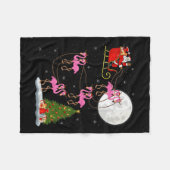 Couverture Polaire Flamingo Santa Sleigh Flying Funny Magical Christm (Devant (Horizontal))
