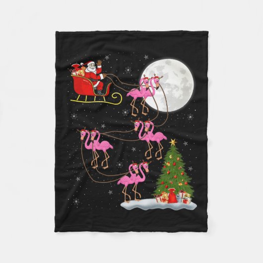 Couverture Polaire Flamingo Santa Sleigh Flying Funny Magical Christm (Devant)