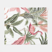 Couverture Polaire Flamingo vintage rose tropicale, bananiers et (Devant (Horizontal))