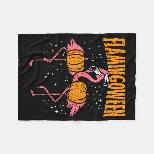 Couverture Polaire Flamingoween Pumpkin Flamingos Funny Bird Hallowee (Devant (Horizontal))