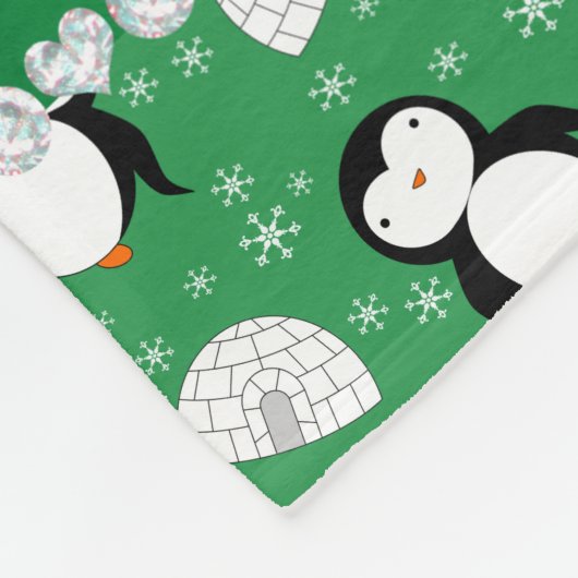 Couverture Polaire Flamme de neige de pingouins verts (Coin)