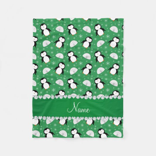 Couverture Polaire Flamme de neige de pingouins verts (Devant)