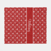 Couverture Polaire Flammes de neige blanches personnalisées sur rouge (Devant (Horizontal))