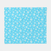 Couverture Polaire Flammes de neige blanches sur Motif d'hiver bleu c (Devant (Horizontal))