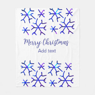 Couverture Polaire Flammes de neige brillantes métalliques bleues mot
