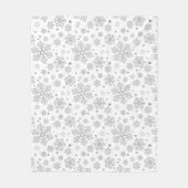 Couverture Polaire Flammes de neige en argent sur blanc (Devant)