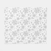 Couverture Polaire Flammes de neige en argent sur blanc (Devant (Horizontal))