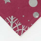 Couverture Polaire Flammes de neige en argent sur rouge foncé (Coin)