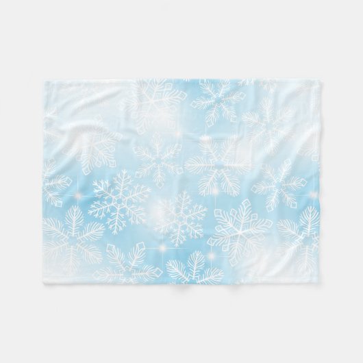 Couverture Polaire Flammes de neige et lumières bleues (Devant (Horizontal))