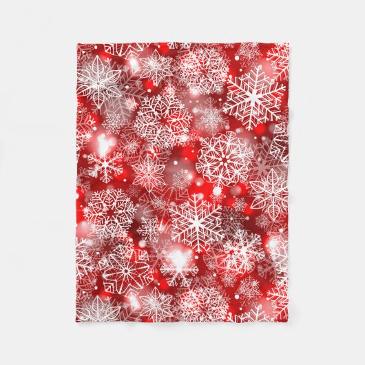 Couverture Polaire Flammes de neige sur rouge (Devant)