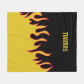 Couverture Polaire Flammes Jaune, Rouge et Noir Personnalisées (Devant (Horizontal))