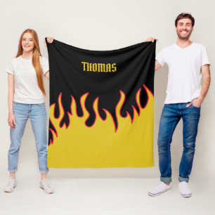 Couverture Polaire Flammes jaunes, rouges et noires personnalisées
