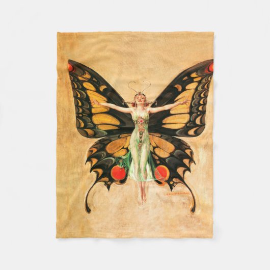 Couverture Polaire Flapper Butterfly Flying Woman Illustration (Devant)
