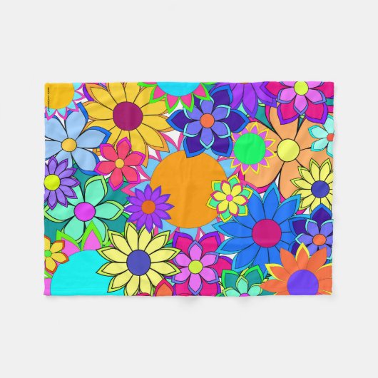 Couverture polaire flashy Fleurs (Devant (Horizontal))