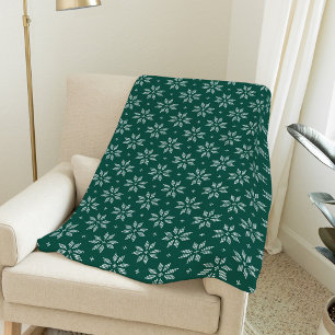 Couverture Polaire Fléau de neige nordique vert et blanc   Fêtes