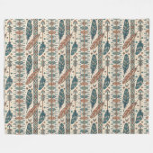 Couverture Polaire Flèche Boho Authentic Tribal Native Ethnic Feather (Devant (Horizontal))