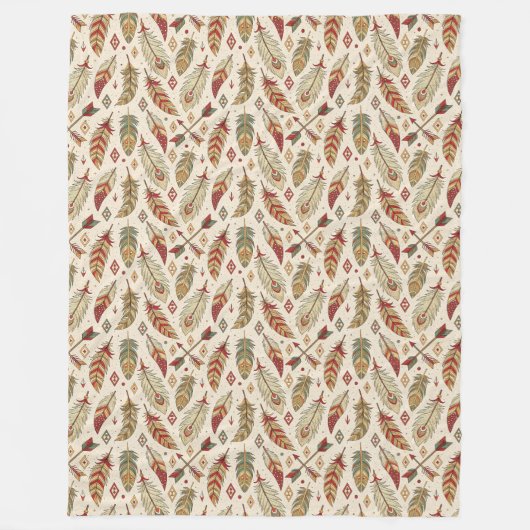 Couverture Polaire Flèche Boho Authentic Tribal Native Ethnic Feather (Devant)